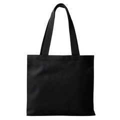 Naklejka premium Plain black tote bag with sturdy handles isolated on transparent background