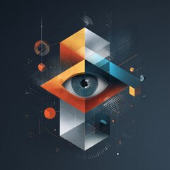 Digital Eye with Geometric Shapes Technology Concept