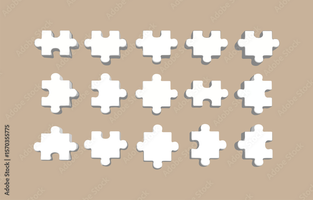Poster a collection of white puzzle pieces arranged in three rows on a muted brown background symbolizing c