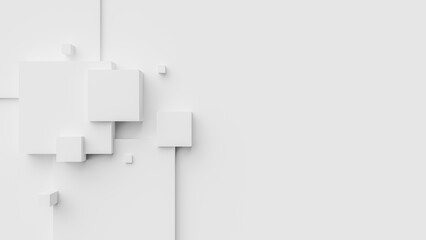 An abstract background with randomly sized white squares. 3d rendering