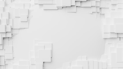 An abstract background with randomly sized white squares. 3d rendering