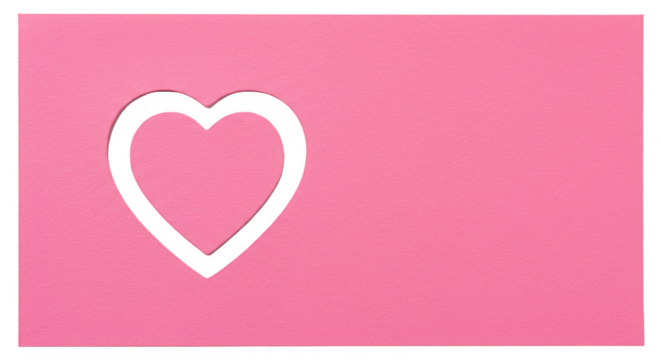 Pink Heart Shape Cutout Love Card Transparent Background