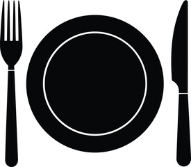 Restaurant tableware outline - Single place setting vector, EPS JPEG PNG