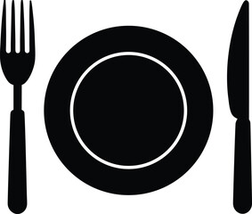 Kitchen utensil vector - Fork, knife, and dish minimalist design, EPS JPEG PNG