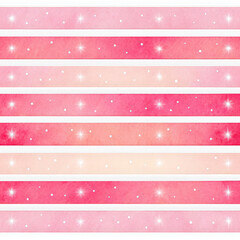 Delicate pink gradient stripes with sparkling stars and dots isolated on transparent background