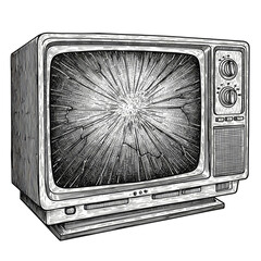 Retro Vintage Television Illustration Isolated on Transparent Background