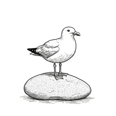 Obraz premium Seagull on Rock Illustration Isolated Transparent Background Design