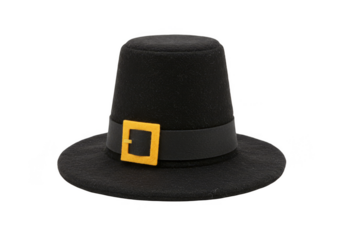 Sparkling Black Pilgrim Hat with Gold Buckle Thanksgiving Holiday