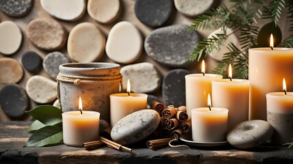A collection of amber glass bottles with black caps sit on a wooden surface near a window.