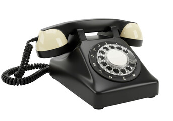Isolated Black Rotary Phone Vintage Communication Retro Classic PNG