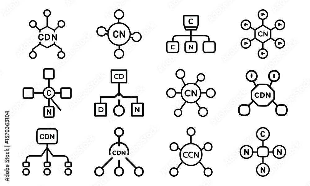 Poster conceptual data network icons for technology cloud computing connectivity and systems diagrams