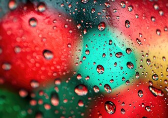 A close up of a window with raindrops on it
