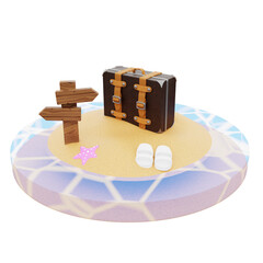 3d luggage and wood direction illustration