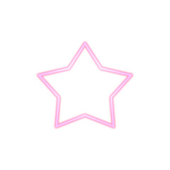 Pink Glowing Star Outline on Transparent Background
