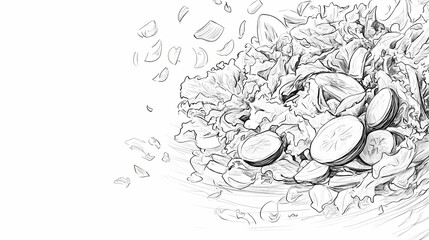 Obraz premium Hand-drawn illustration of a vibrant salad.