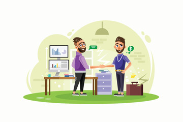 Business Partners Create a Startup Illustration