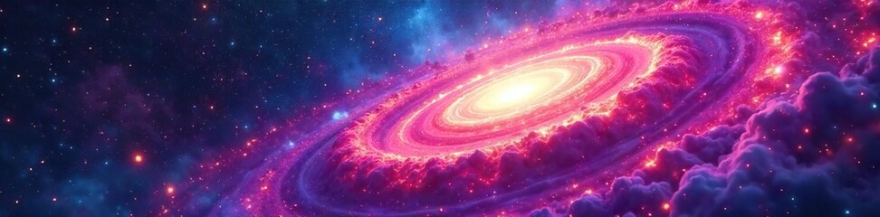 Vibrant Pink Swirling Nebula Cosmic Abstract Background for Posters, Flyers & Presentations
