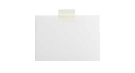 Blank white card attached with tape for message isolated PNG with Transparent Background