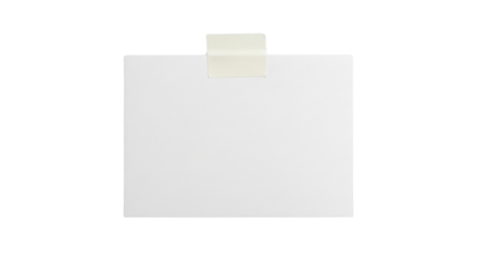 Blank white card attached with tape for message isolated PNG with Transparent Background