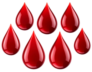 Realistic Blood Drops Isolated on Transparent Background PNG