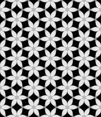 Elegant black and white seamless geometric pattern wallpaper for vintage fabric textile design