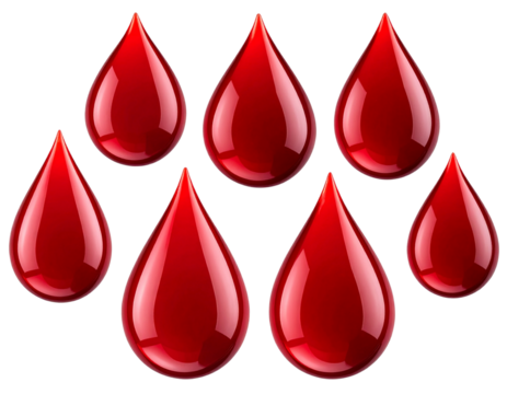 Realistic Blood Drops Isolated on Transparent Background PNG - Powered by Adobe