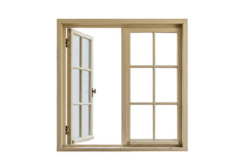 Open Window With Transparent Background Wooden Frame Architecture