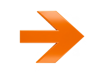 Orange Arrow Directs Right 3D Render on Transparent Background