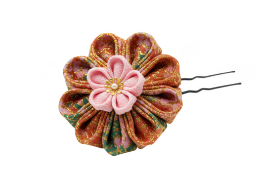 Ornamental Kanzashi Flower Fabric Hair Accessory Traditional Design