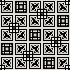 Black and white seamless geometric patterns and abstract square grid designs