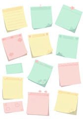Pastel Notes Stickers on Transparent Background Memo Reminder Paper