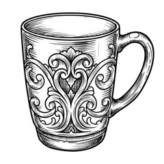 Vintage Engraving of Ornate Cup Illustration Decorative Antique Mug