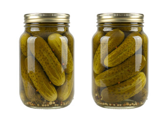 Pickles in Glass Jar Transparent Background Traditional Dill Cucumber