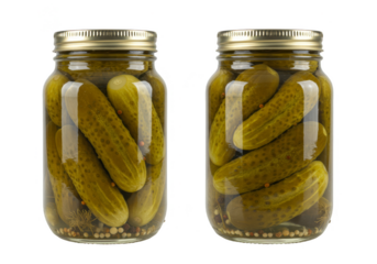 Pickles in Glass Jar Transparent Background Traditional Dill Cucumber