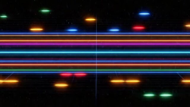 Abstract Colorful Glowing Lines On Dark Background