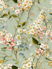 Seamless vintage spring flowers pattern design