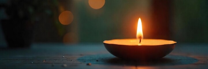 Serene Candlelight Flickering Flame in a Peaceful Space, Perfect for Meditation and Relaxation