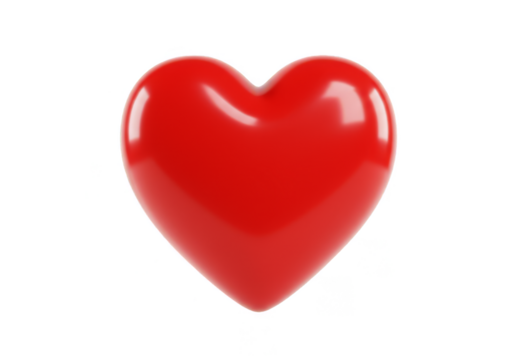 Shiny Red Heart 3D Rendered Transparent Symbol of Love Passion