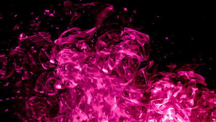 Ethereal pink flames dance in the dark