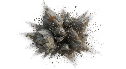 Realistic Explosion Burst with Dust Particles Transparent Background