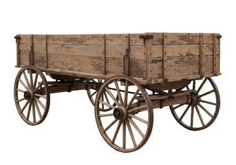 Fototapeta premium Wooden Vintage Cart Isolated Wagon Transparent Background PNG