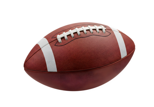 American Football Ball – Classic Brown Leather Sports Equipment, Isolated on White or Transparent Background