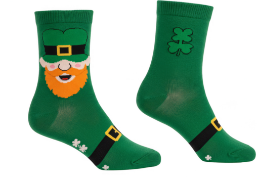 St Patrick's Day Green Leprechaun Socks Shamrock Illustration