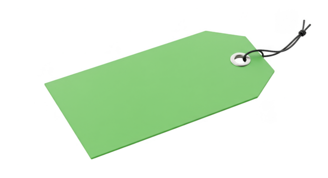 Isolated Green Tag Blank Paper Cardboard String Retail Hanging