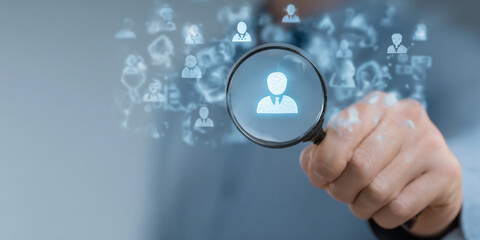 Hr, HRM, Human resources management concept. Check resume, Screening employee information, job applicants, Employees must complete the online survey form, answer the test questions.