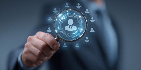 Hr, HRM, Human resources management concept. Check resume, Screening employee information, job applicants, Employees must complete the online survey form, answer the test questions.