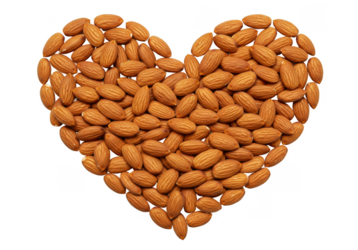 Isolated Heart Shape Almonds Pile Sweet Snack on Transparent Background - Powered by Adobe