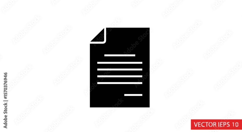 Fototapete document file icon vector illustration for business report contract and agreement paper sheet with t
