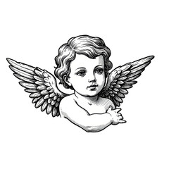 Vintage Cherub Illustration Angel Cupid Winged Baby Transparent Background