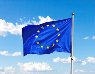 European Union flag waving in a clear sky (2)